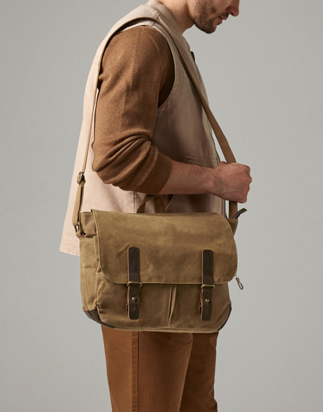 Heritage Waxed Canvas Messenger - Olive Green / ONE SIZE