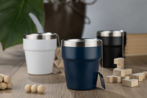 Kubek z recyklingowanej stali nierdzewnej MAKEL 300 ml - Granatowy