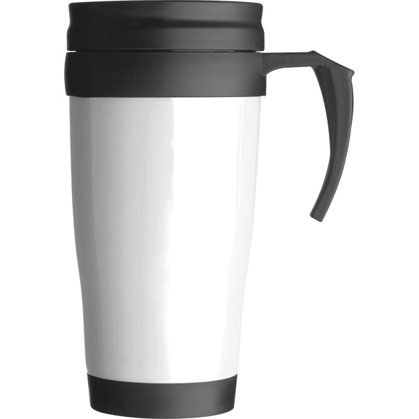 Plastic thermal travel mug – 400 ml JOYCE - White