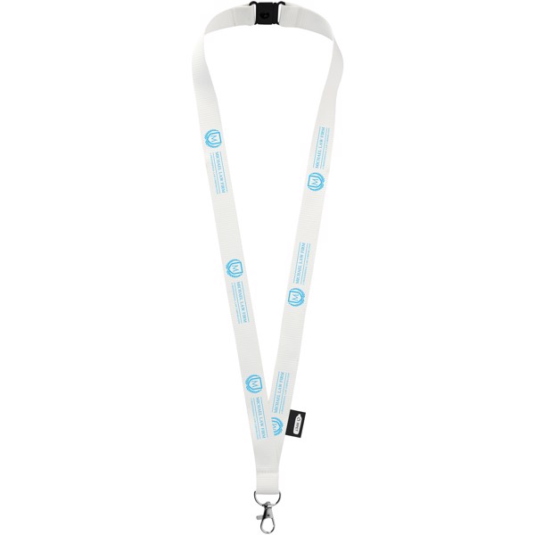 Tom recycled PET lanyard with breakaway closure - White