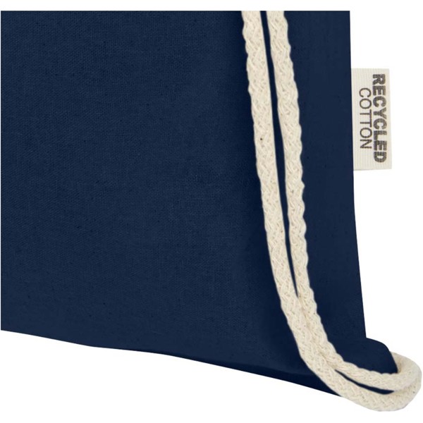 Sac avec cordon Oregon en coton recyclé 140 g/m² certifié GRS - Marine