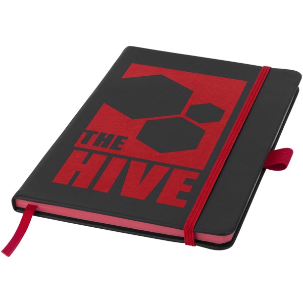Blocco note formato A5 con copertina rigida Colour-edge - Nero / Rosso
