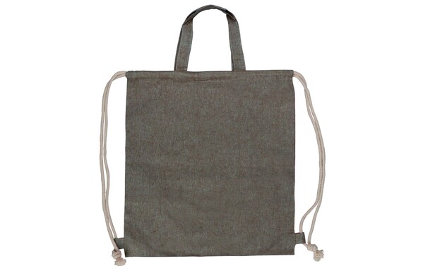 Sac cordelettes en coton recyclé 38x42cm - Gris