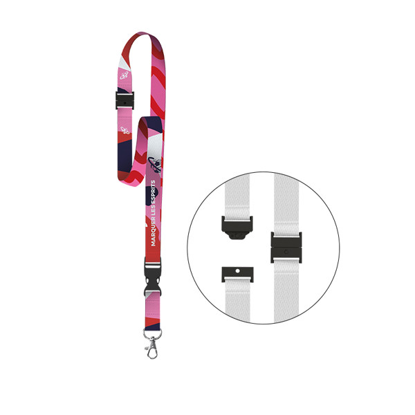 CORDON TOUR DE COU ANTI-ETRANGLEMENT / LANYARD 2X92 CM - SUBLIMATION - Echantillon