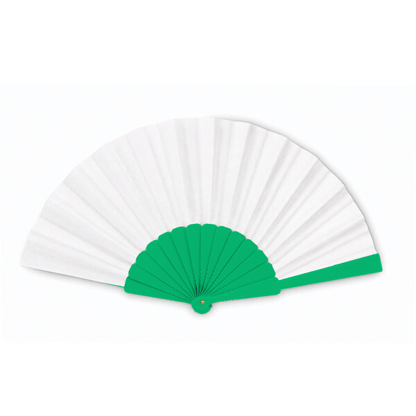 Full colour plastic hand fan - Emerald Green
