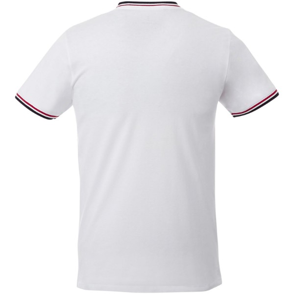 Camiseta de pico punto piqué para hombre "Elbert" - Blanco / Azul Marino / Rojo / XXL