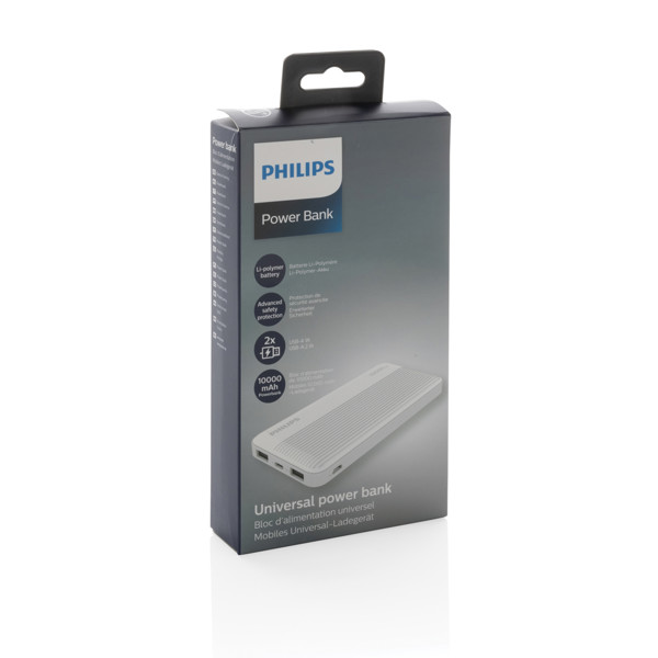 Philips 10.000 mAh slim powerbank, hvid