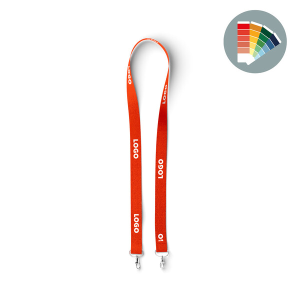 Polyester pantone matched screenprint lanyard with 2 clips - 20mm width / Metal carabiner