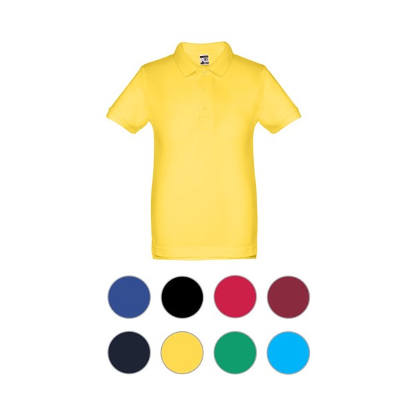 THC ADAM KIDS. Kids short-sleeved 100% cotton piqué polo shirt unisex) - Yellow / 8
