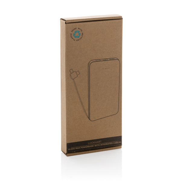 Lockhart powerbank 10.000 mAh, reciklirana plastika, kabli