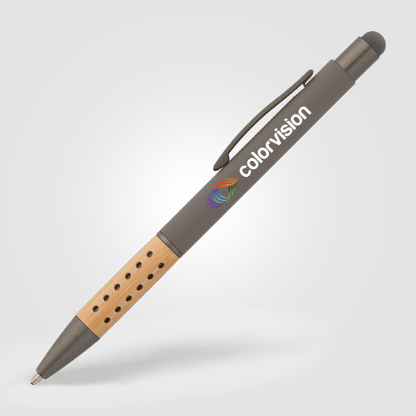 Bowie Bamboo Grip Stylo avec Stylet - Acier / Jet d’encre 4 couleurs