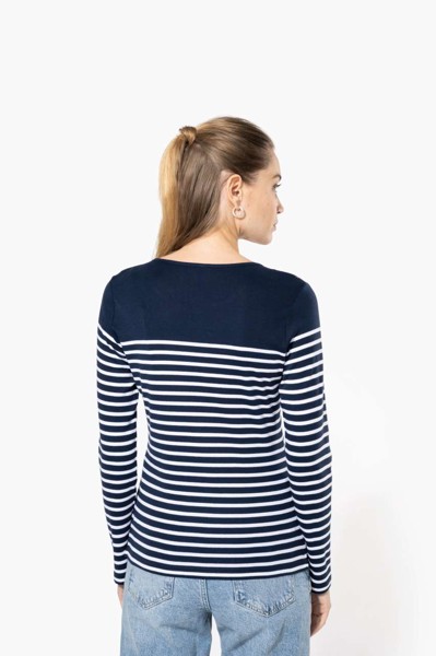 Ladies’ Long-Sleeved Breton Stripe Top - S