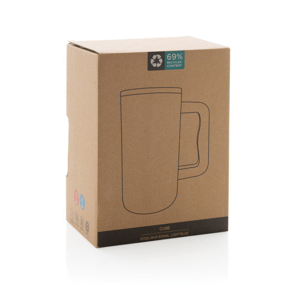 Hrnček Cube 800 ml z recykl. ocele s certifikáciou RCS - Svetlo Modrá
