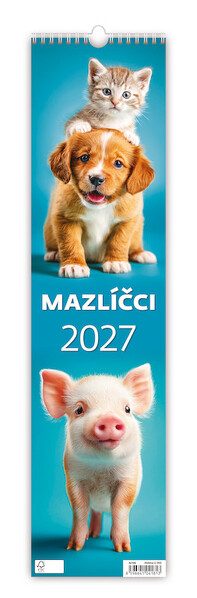 Nástěnný kalendář Mazlíčci vázanka 12 × 48 cm