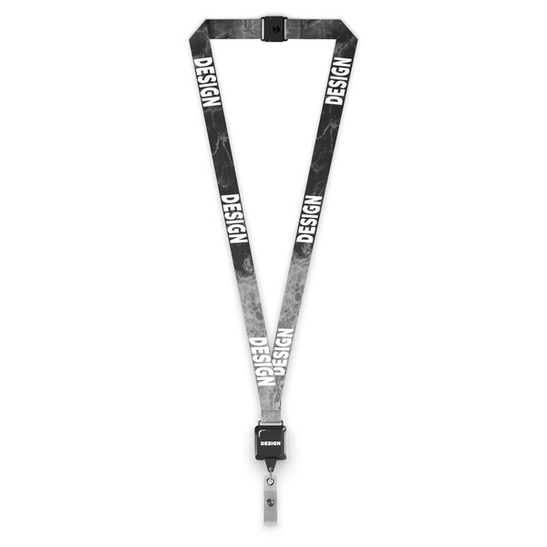 Polyester sublimation lanyard with square shape badge reel - 20mm width / Safety breakaway
