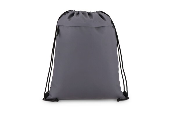 Sac à cordon en R-PET 600D enduit PU, dimensions 33 x 42 cm - Gris