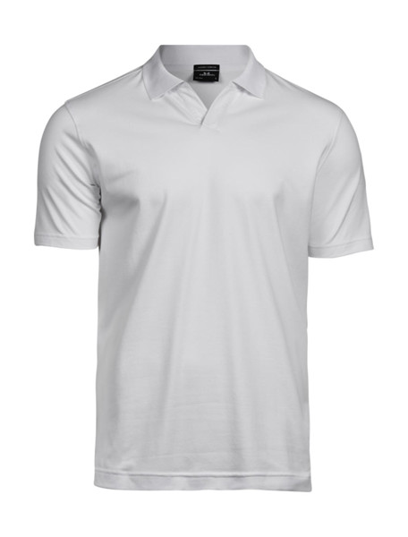 Luxury Stretch V-Neck Polo - White / 2XL