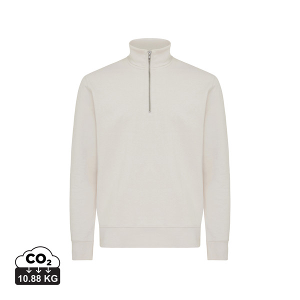 IQONIQ Elgon recycled cotton quarter zip sweater - Ivory White / XXL