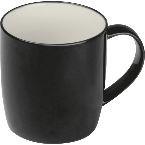 Porcelain cup, white inside and coloured outside PIETRO - Black