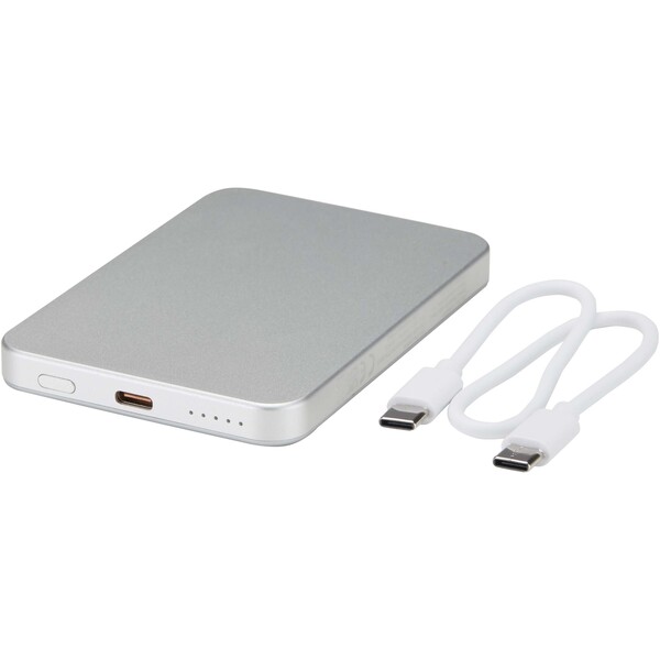 Avis 5000 mAh RCS recycled aluminium magnetic power bank - Silver