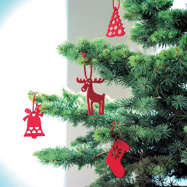 Rouge felt tree hangers set 6 pcs,PET