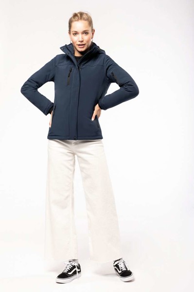 Ladies’ Hooded Softshell Lined Parka - Titanium / XL