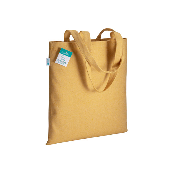 280G/M2 Recycled Cotton Shopping Bag, Long Handles - Yellow