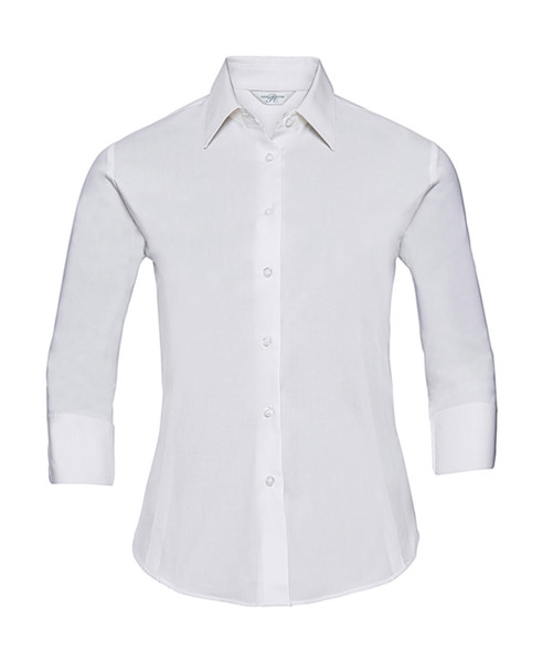 Tailored Blouse With 3 / 4 Sleeves - White / 2XL