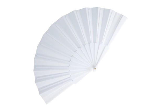 Hand fan plastic &amp; polyester - White