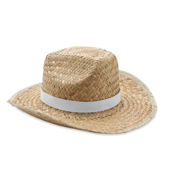 Natural straw cowboy hat Texas - White