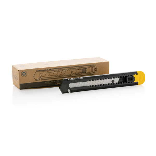 Refillable RCS recycled plastic snap-off knife - Yellow