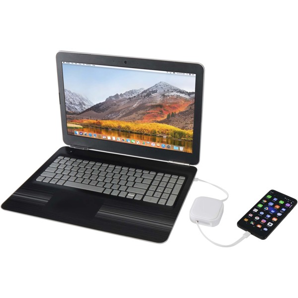 Cable retráctil reciclado 5 en 1 para sincronización de datos y carga rápida de 100 W con kit de herramientas para smartphone - Blanco