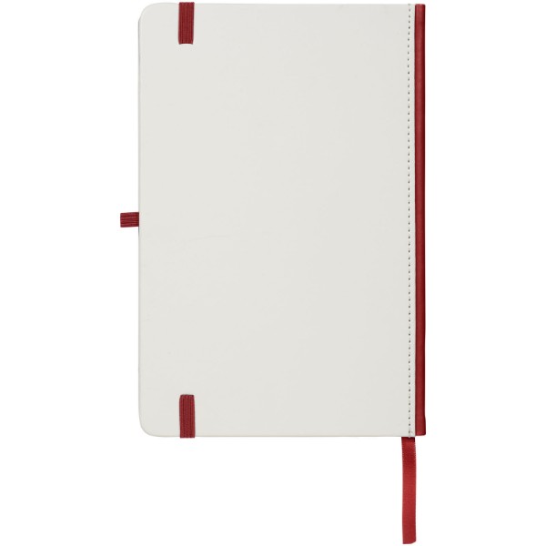 Libreta A5 con lomo de color para impresión digital "PU" - Blanco / Rojo