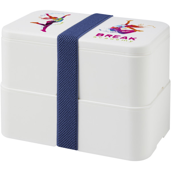 Lunch box MIYO 700+700 ml à deux blocs - Blanc / Blanc / Bleu