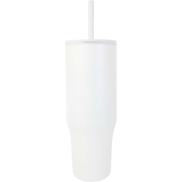 Gobelet isotherme Brady 900 ml certifié RCS avec paille en silicone - Blanc