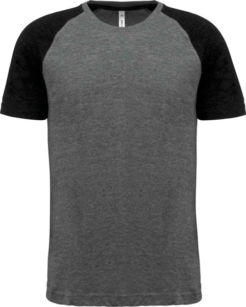 Adult Triblend Two-Tone Sports Short-Sleeved T-Shirt - Grey Heather / Sporty Royal Blue Heather / 3XL