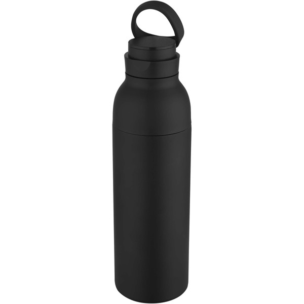 Fľaša na vodu Illuminate 650 ml RCS z recyklovanej nehrdzavejúcej ocele s dvojitou izolovanou stenou - Čierna