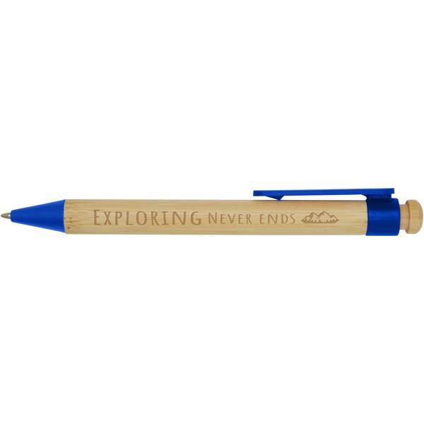 Stylo bille Rattan en bambou et plastique recyclé - Bleu
