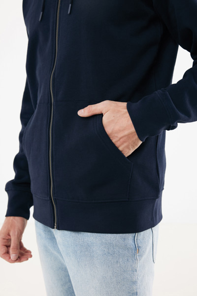 Mikina na zip s kapucí IQONIQ Abisko z recykl. bavlny - Námořní Modř / 5XL