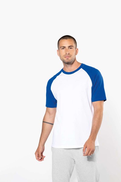 Baseball - Short-Sleeved Two-Tone T-Shirt - White / Black / M