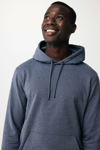 Sweat à capuche en coton recyclé et non teinté Iqoniq Torres - Heather Navy / L