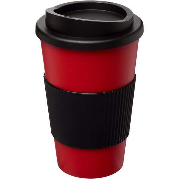 Bicchiere termico da 350 ml con impugnatura Americano® - Nero / Rosso