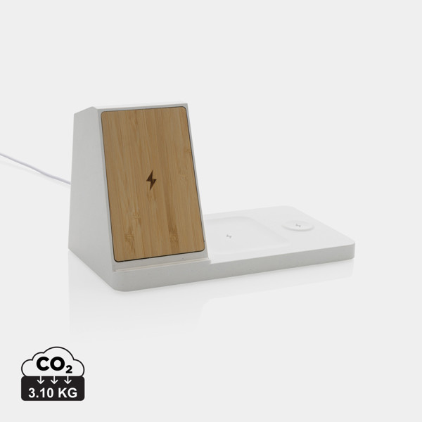 XD - Ontario recycled plastic & bamboo 3-in-1 wireless charger