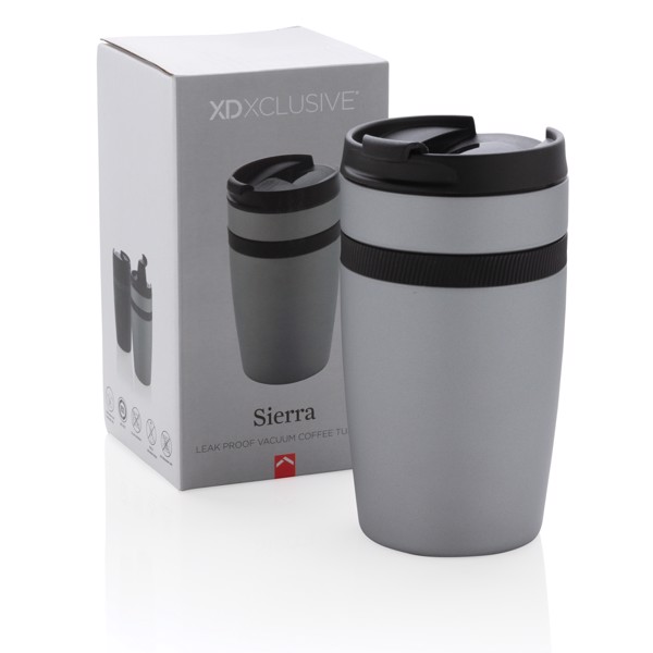 Sierra leak proof vacuum coffee tumbler - Silver / Black