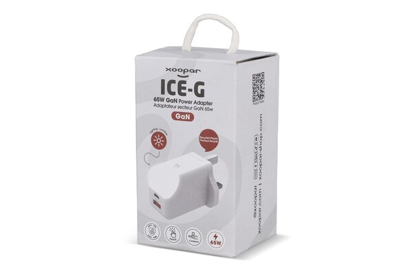 Adaptateur secteur Xoopar ICE-G 65 W GaN avec prise britannique - Blanc