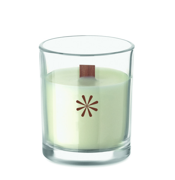 Vela de cera vegetal 80 gr Kivas Wood - Transparente
