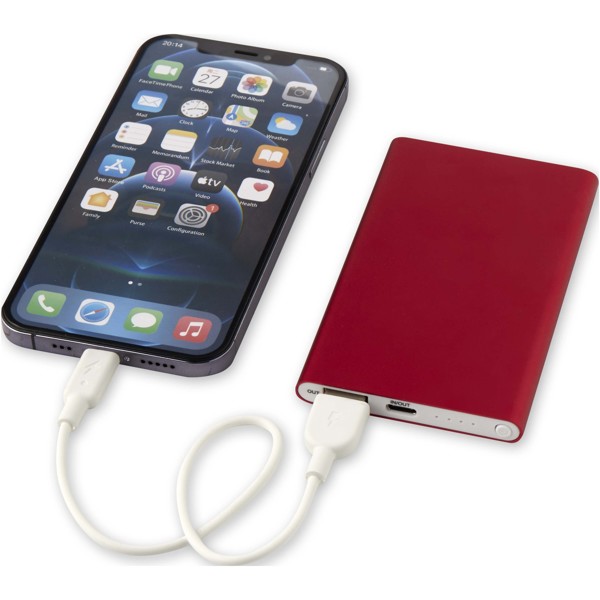 Power bank in alluminio riciclato da 4000 mAh tipo C Pep - Rosso