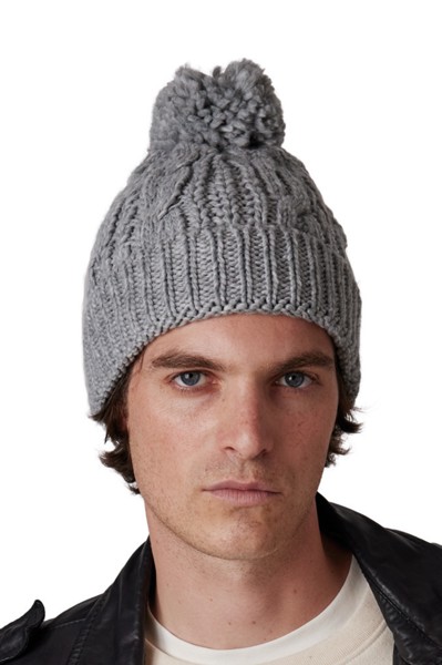 Knitted Beanie - Red / White / Navy