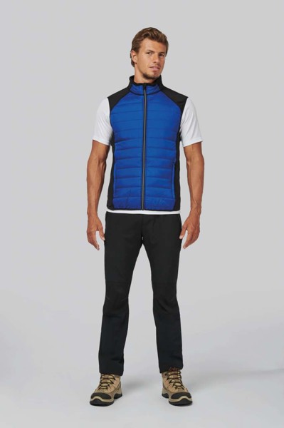 Dual-Fabric Sleeveless Sports Jacket - Dark Royal Blue / Black / XS