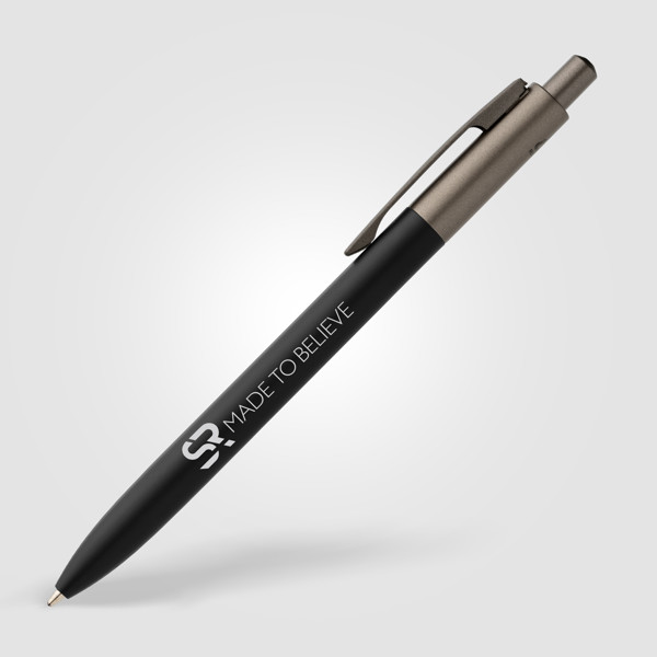 Koro Recycled Aluminium Gunmetal Trim Pen - Black / Laser
